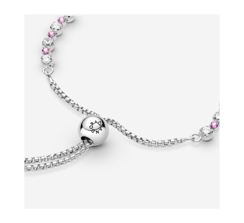 PULSERA PANDORA PLATA CIRCONITAS BLANCAS Y ROSAS 599377C02-1