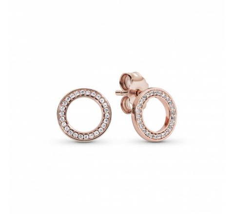 PENDIENTES PANDORA PLATA ROSADA REDONDO CIRCONITAS 280585CZ