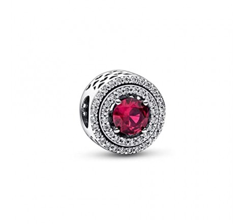 CHARM PANDORA PLATA CIRCULO ROJO NIVELADO 792418C01