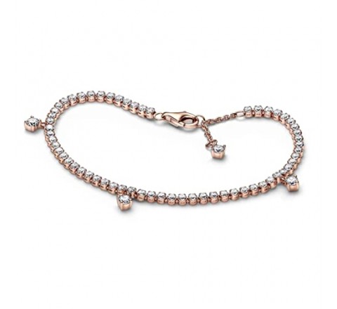 PULSERA PANDORA PLATA ROSADA TENIS CIRCONITAS 582401C01-18