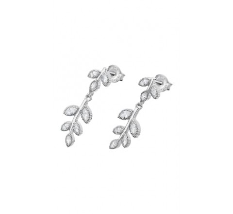 PENDIENTES LOTUS PLATA HOJAS CIRCONITAS LARGO LP1783-4/1