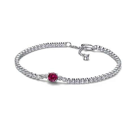 PULSERA PANDORA PLATA GEMA ROJA REDONDA PAVE 592403C01-16