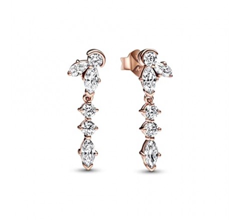 PENDIENTES PANDORA PLATA ROSADA LARGO CIRCONITAS 282404C01