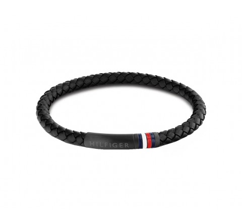 PULSERA TOMMY HILFIGER CUERO NEGRO TRENZADO 2790403