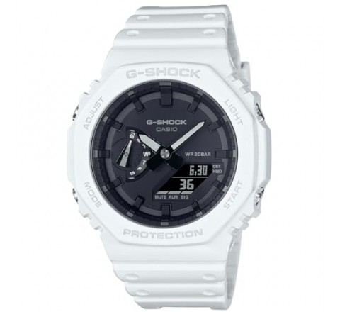 RELOJ G-SHOCK SILICONA BLANCO ANALOG GA-2100-7AER