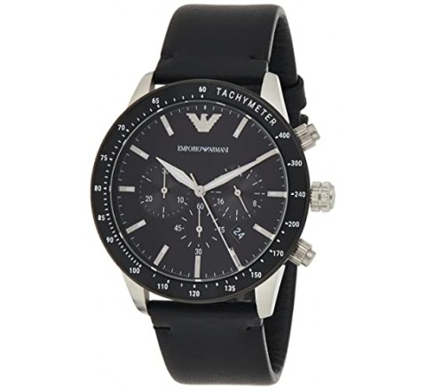 RELOJ EMPORIO ARMANI CAJA ACERO CORREA PIEL NEGRA AR11243