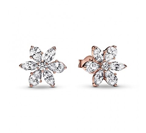 PENDIENTES PANDORA PLATA ROSADA FLOR CIRCONITA 282407C01