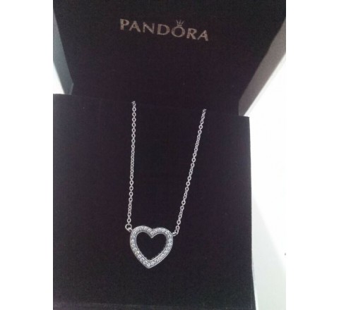 GARGANTILLA PANDORA PLATA CORAZON CIRCONITAS 590534CZ-45