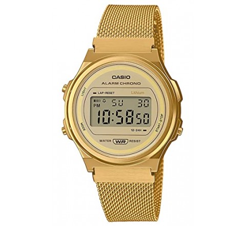 RELOJ CASIO DIGITAL CAJA Y ARMIS ACERO DORADO A171WEMG-9AEF
