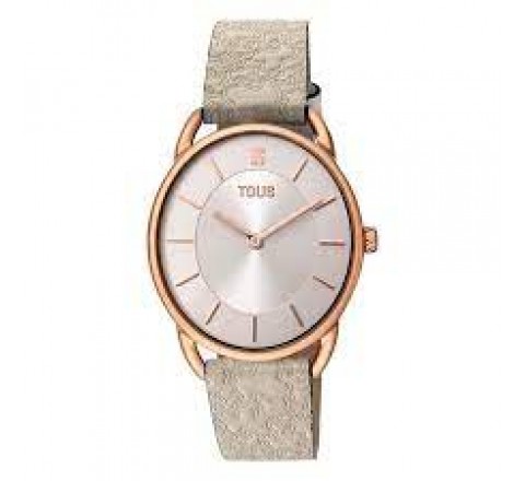 RELOJ TOUS ESFERA OVAL ACERO ROSADO CORREA BEIGE 200351020