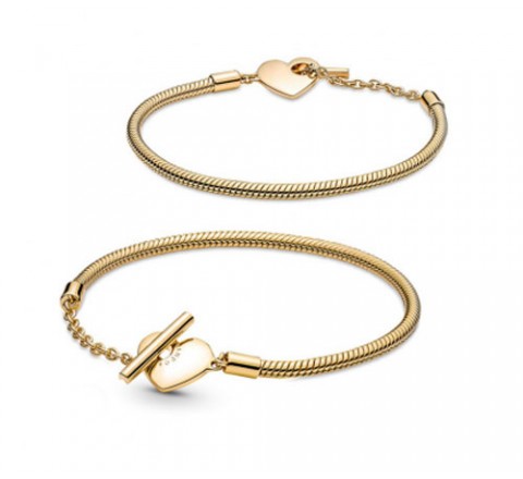 PULSERA PANDORA PLATA DORADA CIERRE T CORAZON 569285C00-19