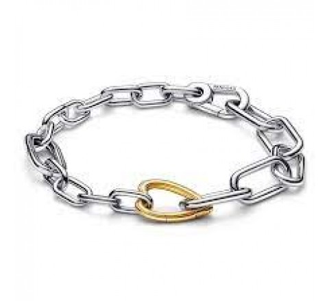 PULSERA PANDORA PLATA CORAZON DORADO 17CM 562527C00-3