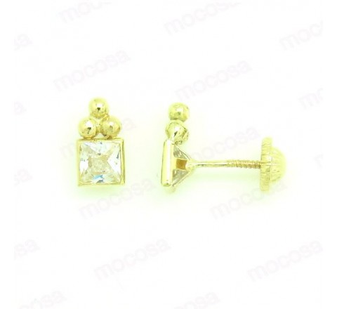 PENDIENTES ORO 3 BOLAS CARRE CIRCONITA MOCOSA 6100826