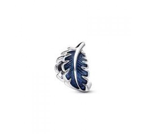 CHARM PANDORA PLATA PLUMA CURVADA AZUL 792576C01