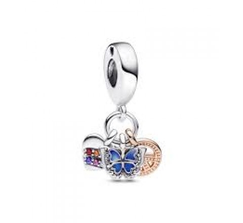 CHARM PANDORA PLATA CORAZON ARCOIRIS MARIPOSA PAZ 782572C01