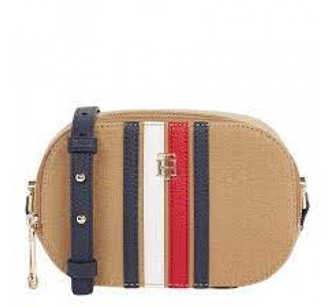 BANDOLERA TOMMY HILFIGER CAMEL ANTE Y LOGO AW0AW13402 GW8