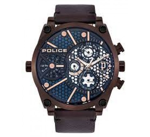 RELOJ POLICE CORREA PIEL MARRON 51MM MARRON PL.15381JSBZ-03