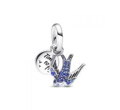 CHARM PANDORA PLATA DOBLE GOLONDRINA CIRCONITAS 792570C01