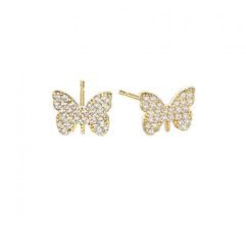 PENDIENTES PLATA DORADA MARIPOSAS CIRCONITAS 00510624