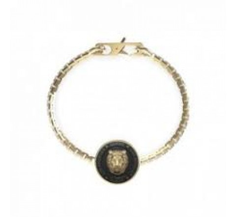 PULSERA GUESS ACERO DORADO NEGRO Y LEON JUMB01317JWYGYBS