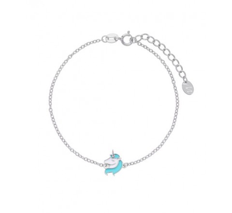 PULSERA MAREA PLATA UNICORNIO AZUL D02403/AJ