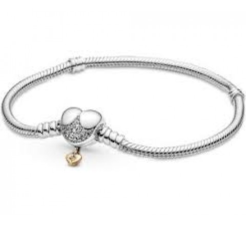 PULSERA PANDORA PLATA BROCHE CORAZON CIRCONITAS 569563C01-20