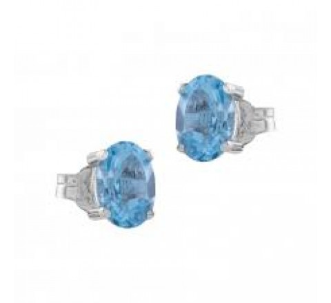 PENDIENTES ORO BLANCO TOPACIOS OVAL 7X5,00M GEA-115-145-UU