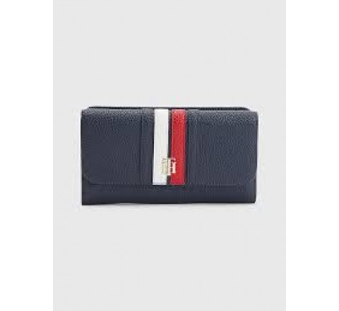 BILLETERA TOMMY HILFIGER AZUL Y LOGO AW0AW13631DW6