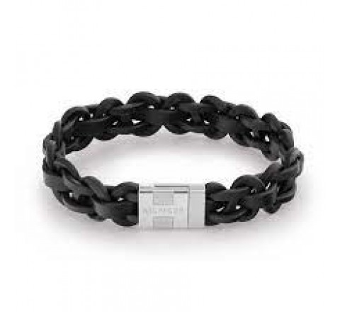 PULSERA TOMMY HILFIGER ANCHA CUERO TRENZADO MARRON 2790372