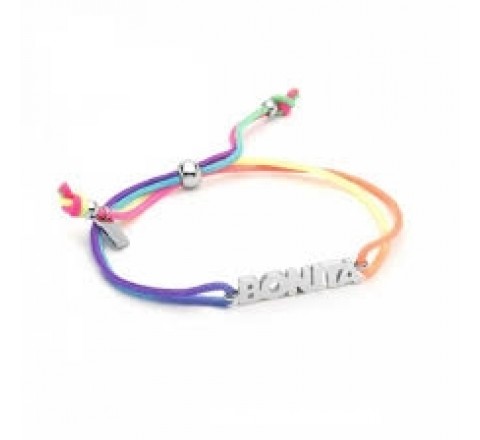 PULSERA MR WONDERFUL WJ30004 CUERDA COLORES ACERO "BONITA"