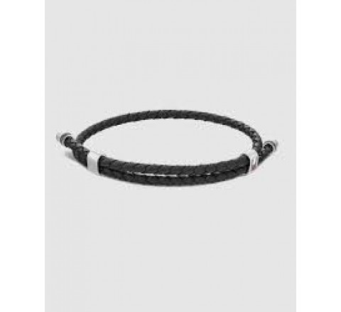 PULSERA TOMMY HILFIGER CUERO TRENZADO NEGRO 2790224