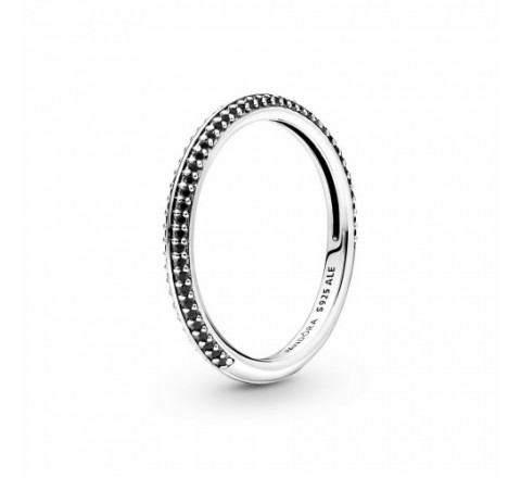 ANILLO PANDORA PLATA CIRCONITAS NEGRAS Nº12 199679C02-52