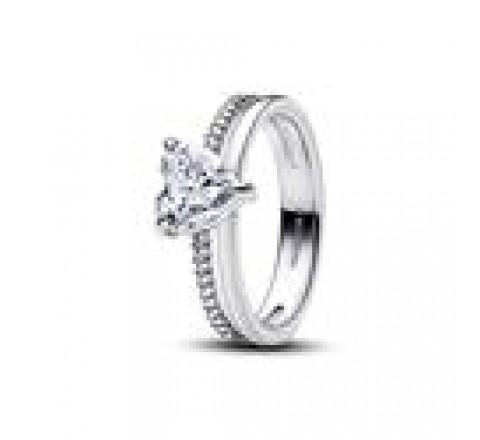 ANILLO PANDORA PLATA CORAZON DOBLE BANDA 193100C01-60 N?20