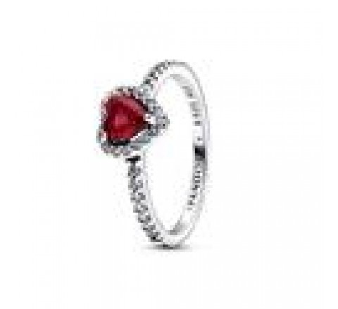 ANILLO PANDORA PLATA CORAZON NIVELADO ROJO Nº16 198421C02-56