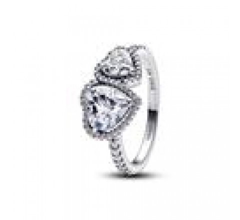 ANILLO PANDORA CORAZONES HALO BRILLANTE 193659C01-56