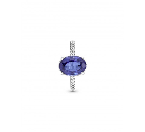 ANILLO PANDORA PLATA HALO PIEDRA AZUL Nº12 190056C01-52