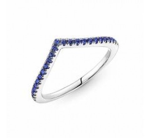 ANILLO PANDORA PLATA CIRCONITAS AZUL Nº16 196316C02-56