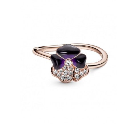 ANILLO PANDORA PLATA ROSADA FLOR LILA Nº14 180764C01-54