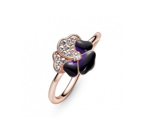 ANILLO PANDORA PLATA ROSADA FLOR LILA Nº12 180764C01-52