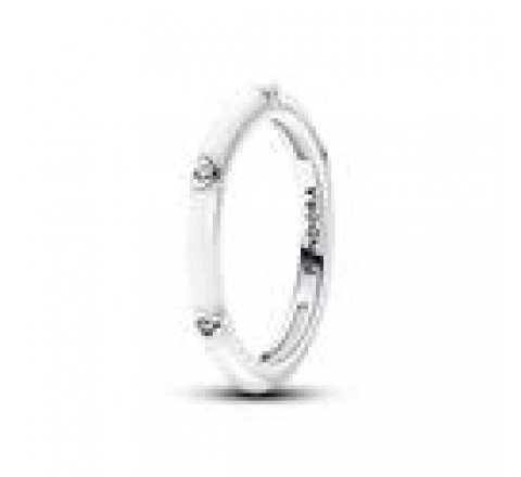 ANILLO PANDORA PLATA GEMAS Y ESMALTE BLANCO 193089C01-54