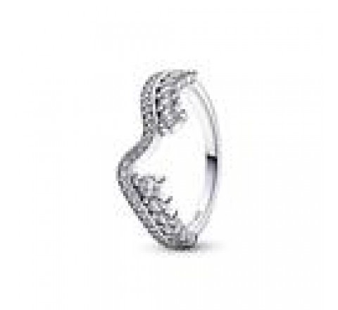 ANILLO PANDORA PLATA OLA ASIMETRICA CIRCON Nº14 192543C01-54