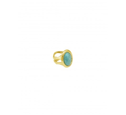 ANILLO CICLON DORADO OVALADO CON TURQUESA ZAMAK 220505-90-10