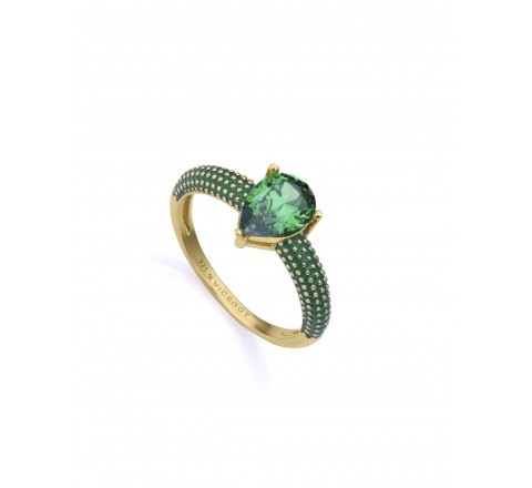 ANILLO PLATA DORADO CIRCONITAS VERDES 15122A016-32