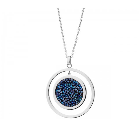 COLLAR ELIXA ACERO REDONDO CON CRISTALES AZULES EL129-2493