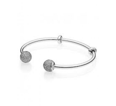 PULSERA PANDORA 596438CZ-1 RIGIDO DOS BOLAS CON CIRCONITAS