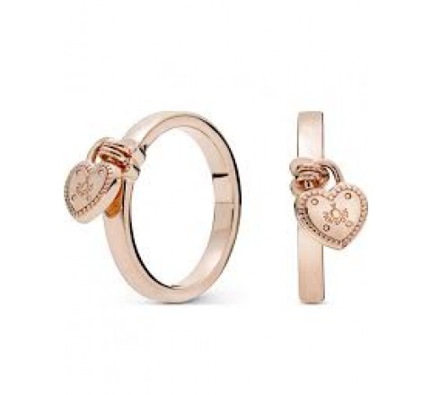 ANILLO PANDORA 186571-54 N?14 PLATA ROSADA CORAZON COLGANDO