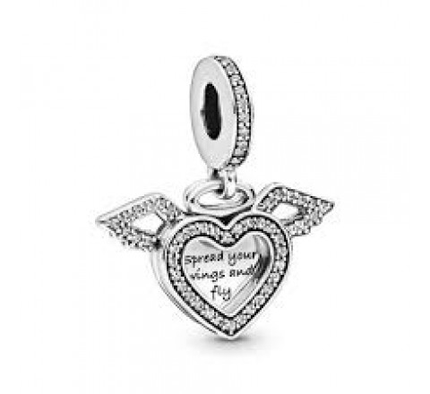 CHARMS PANDORA 798485C01 PLATA CORAZONES Y ALAS CIRCONITAS