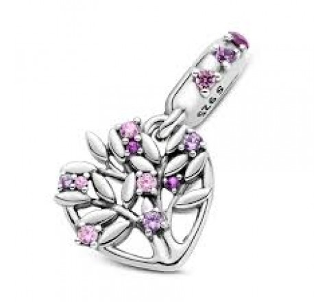 CHARMS PANDORA 799153C01 PLATA CORAZON ARBOL VIDA COLOR ROSA