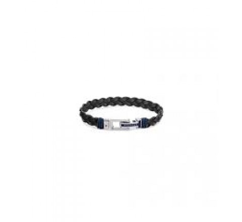 PULSERA TOMMY HILFIGER 2790307 CUERO TRENZADO NEGRO Y ACERO