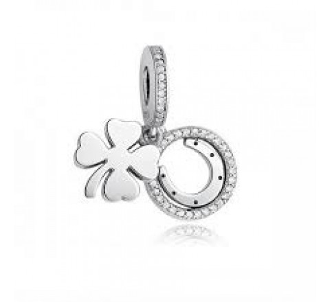 CHARMS PANDORA 792089CZ PLATA TREBOL HERRADURA SUERTE